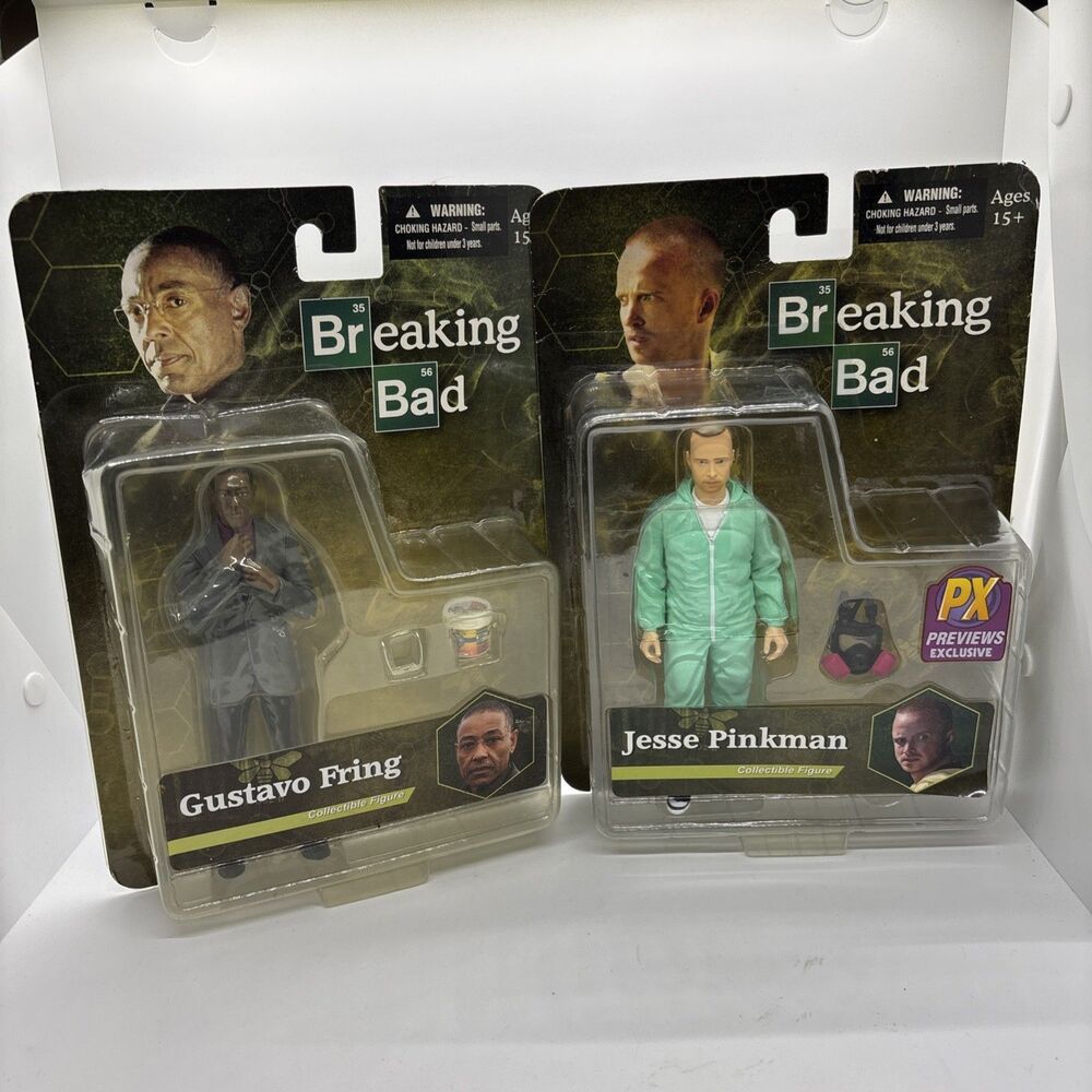 2014 Mezco Breaking Bad Jesse Pinkman PX Blue Hazmat 6" Figure New + Gustavo